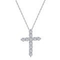 wholesale S925 Sterling Silver European and American Cross Pendant Necklace for Women, Minimalist and Versatile with Zirconia Collarbone Chain-0-7