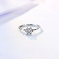 wholesale 925 Sterling Silver Six-Prong Set Moissanite Star Ring, Niche Design, Fashionable and Light Luxury, Versatile Women's Wedding Jewelry-0-1