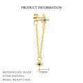 wholesale S925 Sterling Silver Star Tassel Inlaid With Zircon Earrings For Women, European And American French Stylish Personality High-end Sense-0-12