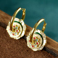 wholesale 925 Sterling Silver Summer High-End Detachable Enamel Vintage Mid-Century Style Earrings, New Chinese Style Women's Earrings Wholesale-0-1