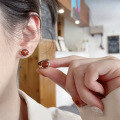 wholesale S925 Sterling Silver Ethnic Style Retro Craft Inlaid South Red Agate Stud Earrings Creative Minimalist Elegant Earrings-0-3