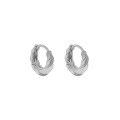 wholesale S925 Sterling Silver Korean Version Ins Niche Design Minimalist Versatile Geometric Circular Twist Texture Ear Clips for Women-0-5