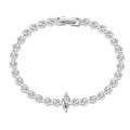 wholesale S925 Sterling Silver New Simulated Diamond Bracelet Full Circle 10-Point Diamond Fashion Small Flower Bud Blossom Floral Bracelet-0-1