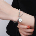 wholesale S925 Sterling Silver Vintage Heavy Handcrafted Intricate Twisted Plate Double Layer Smile English Creative Fashion Bracelet-0-2