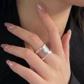 wholesale S925 Sterling Silver Adjustable Wide Heavy Duty Ring for Women, Korean Summer New Edition High-End Sense Ring-0-3