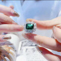wholesale S925 Sterling Silver Transnational Elegant Luxury Simulated Emerald Cut 9*11 High Carbon Diamond Ring-0-2