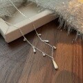wholesale S925 Sterling Silver Korean Style Pendant Zircon Teardrop Necklace for Women, Luxury Fashion Tassel Collarbone Chain with a Premium Feel-0-5