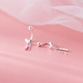 wholesale S925 Sterling Silver Fresh and Sweet Ins Style Niche Design Heart-shaped Tassel Threaded Ear Hook M06453-0-3