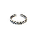 wholesale S925 Sterling Silver Korean Version Ins Retro Distressed Twisted Braided Ring Knuckle Ring Tail Ring Open Adjustable Ring-0-4