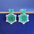wholesale S925 Sterling Silver New8*8 Earrings for Women Simulated Paraiba Color Earrings-0-0