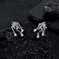 Sterling Silver Firework Tassel Earrings with Zirconia-0-1