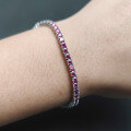 wholesale S925 Sterling Silver Sweet Peach Pink Moissanite Tennis Bracelet 3/4/5mm Colorful Bracelet High-end-0-1