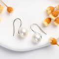 S925 Silver Freshwater Pearl Spoon Design French Luxury Ear Hooks, Simple and Elegant-0-2