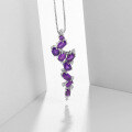 wholesale S925 silver designer-style high-end long gemstone pendant with a French romantic flair, featuring natural amethyst necklace pendant-0-1