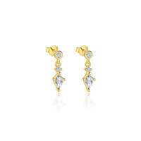 wholesale S925 Sterling Silver Geometric Teardrop Marquise Zircon European Cross-border French Earrings For Women-E4870-Gold/Pair 925 Silver