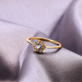 wholesale S925 Silver Plated 14K Gold Geometric Aquamarine Zircon Ring, Exquisite and Delicate, in a Niche Soft Style-0-0