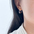 wholesale S925 Sterling Silver Minimalist Square Hoop Earrings for Women, Korean Dongdaemun Summer Versatile New Retro Style Ear Studs-0-4