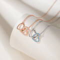 wholesale S925 silver women's collarbone chain trendy double heart-shaped pendant jewelry factory wholesale-0-0