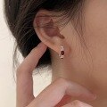 wholesale S925 Sterling Silver with Stone Inlay and Splice Design Korean Style Minimalist Ear Clasp for Women, Small and Fashionable, High-End Feeling Earrings-0-0