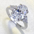wholesale S925 Silver Zhuo Zhifan New Simulation Diamond Ring 8*12mm Oval White Diamond Women's-0-1