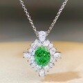 wholesale S925 Sterling Silver Women's Emerald Necklace with Paraiba Green Pendant, Banquet European and American Style High Carbon Diamond Necklace Collarbone Chain-0-3
