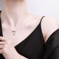 S925 Sterling Silver Bow Necklace with Zirconia, Fashion Pendant Chain-0-2
