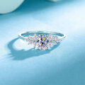Sterling Silver Women's Moissanite Ring, Star-Cluster Design, Ready to Ship-0-0