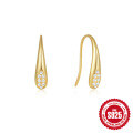 wholesale S925 Sterling Silver Rhinestone Teardrop Ear Climber Ear Cuff, an elegant and trendy European-style ear hook-0-5