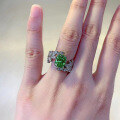 wholesale S925 Silver Green Diamond Ring by Zhuozhifan, New Style, Leaf-Inspired Fresh and Elegant Design with High-Carbon Diamond Inlay, Niche and Unique for Women-0-3