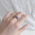 wholesale S925 Sterling Silver Cross-Border Ethnic Style Rainbow Color Row of Zircon Rings for Women, Trendy and Unique Silver Ring Wholesale-0-3