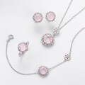 wholesale S925 sterling silver minimalist fashion snowflake earrings with pink crystal, luxury-style jewelry wholesale-0-4