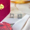 wholesale S925 Sterling Silver Minimalist Geometric Zircon Earrings for Women, Sweet and Stylish Delicate Luxury Stud Earrings-0-1