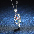S925 Sterling Silver 1-Carat Moissanite Heart Pendant Necklace, Cross-Border Direct-0-1