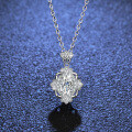 S925 Silver 1-Carat Moissanite Oval Crown Pendant Necklace for Women-0-0
