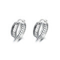 wholesale S925 sterling silver vintage distressed Thai silver striped hollow-out creative patchwork street-style earrings ear cuffs-0-4