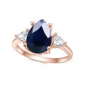 wholesale Rose Gold S925 Sterling Silver Inlaid Sapphire Ring with a Premium Luxurious 8*12mm Gemstone-0-4