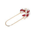wholesale 18K gold brooch set with natural pigeon's blood ruby and diamonds, versatile dual-purpose floral brooch and earrings, stylish and fashionable-0-4