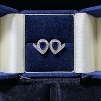 wholesale S925 Sterling Silver V-Shape Earrings with Aquamarine and Sapphire, Simple and Luxurious High-End Sense Earrings for Wholesale-Blue-ED130 925 Silver