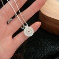 wholesale S925 Sterling Silver Retro-inspired Eight Treasures Compass Pendant Necklace for Women, Minimalist Fashion, Collarbone Chain with a Premium and Trendy Feel-0-5