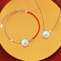 wholesale Metal material first: Chao Xiaobai Zodiac Dragon Year Birth Year Red Bracelet and Hetian Jade Bracelet for Women, Chinese-style Trendy Birth Year Necklace-xb1423-necklace