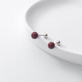 wholesale S925 silver vintage red cinnabar circular ear studs with simple design for women M00274-0-0
