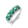 wholesale S925 Sterling Silver Wholesale Elegant and Luxurious Synthetic Emerald Ring for Women, Simple and Stylish Stackable Ring-0-5