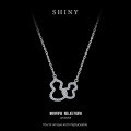 Sterling Silver Hollow-Out Diamond Moissanite Necklace, Minimalist Luxury High-End Jewelry-0-4