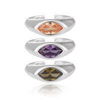 wholesale S925 Sterling Silver 902 Olive Green Zircon Ring for Women, High-End Sense, Small and Niche Original, Ins Light Luxury French Silver Ring-Silver Purple Stone [No. 14/Adjustable] Opening adjustable