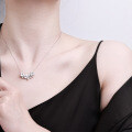 Metal Diamond Flower Cherry Blossom Pendant Necklace for Women-0-2