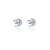 wholesale S925 Sterling Silver Mini Moon Stud Earrings With Inlaid Zircons, Cross-border Hot-selling Creative Fashion Minimalist Ins Style-Platinum