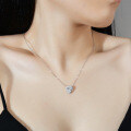 S925 Sterling Silver Wholesale Women's Cross Moissanite Heart Pendant Diamond Necklace-0-1