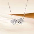 wholesale S925 Silver New Pure Silver Bow Necklace High-end European and American Pendant Wholesale-0-1