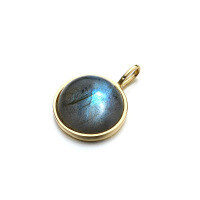wholesale S925 Sterling Silver Japanese Light Jewelry Vintage Full Moon Series Labradorite Pendant Necklace for Women New Ring-Labradorite Pendant>925 Silver