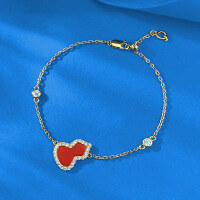 wholesale S925 Silver Red Agate Gourd Bracelet, Fortune and Prosperity New Chinese Style Chalcedony Bracelet for Wealth and Blessings-B005 Red Gourd Bracelet Adjustable zipper